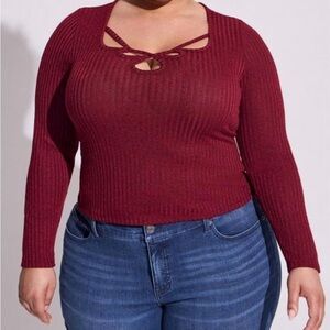 NWT Torrid Women’s Plus Size Scoop Neck Cut‎ Out Long Sleeve Crop Tee Size 5X